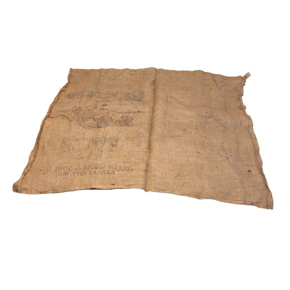 Burlap Sack BuckBoard PDQ Pinto Beans 100lbs Bag Bright Wagon Horse Western Vint - Picture 13 of 16